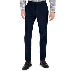 Tommy Hilfiger Men's Navy Solid Corduroy Cotton Modern-Fit Pants Size 42x30